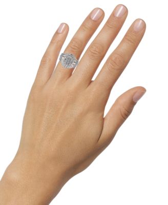 Diamond Cluster Oval Shape Ring (2 ct. t.w.) in 14k White Gold