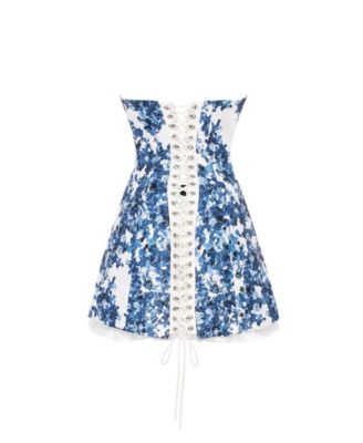 Women's Strapless Mini Dress With Accent Lacing