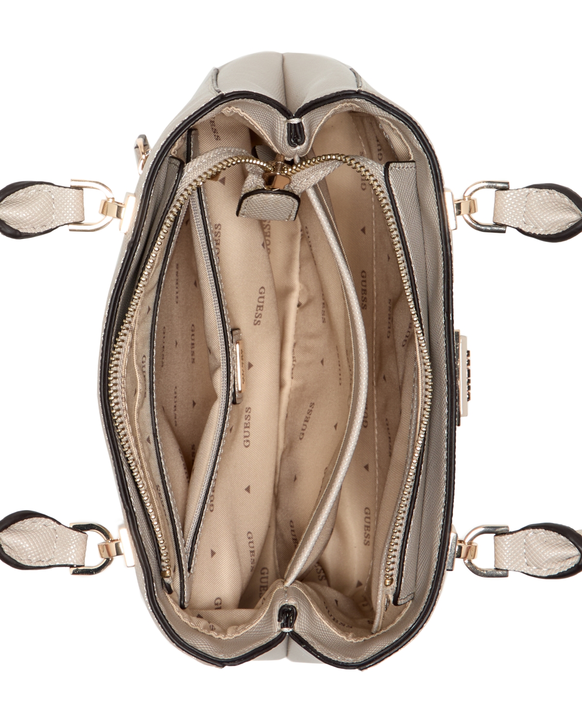 Guess Noelle Ii Small Multi Compartment Satchel Bag In Brown