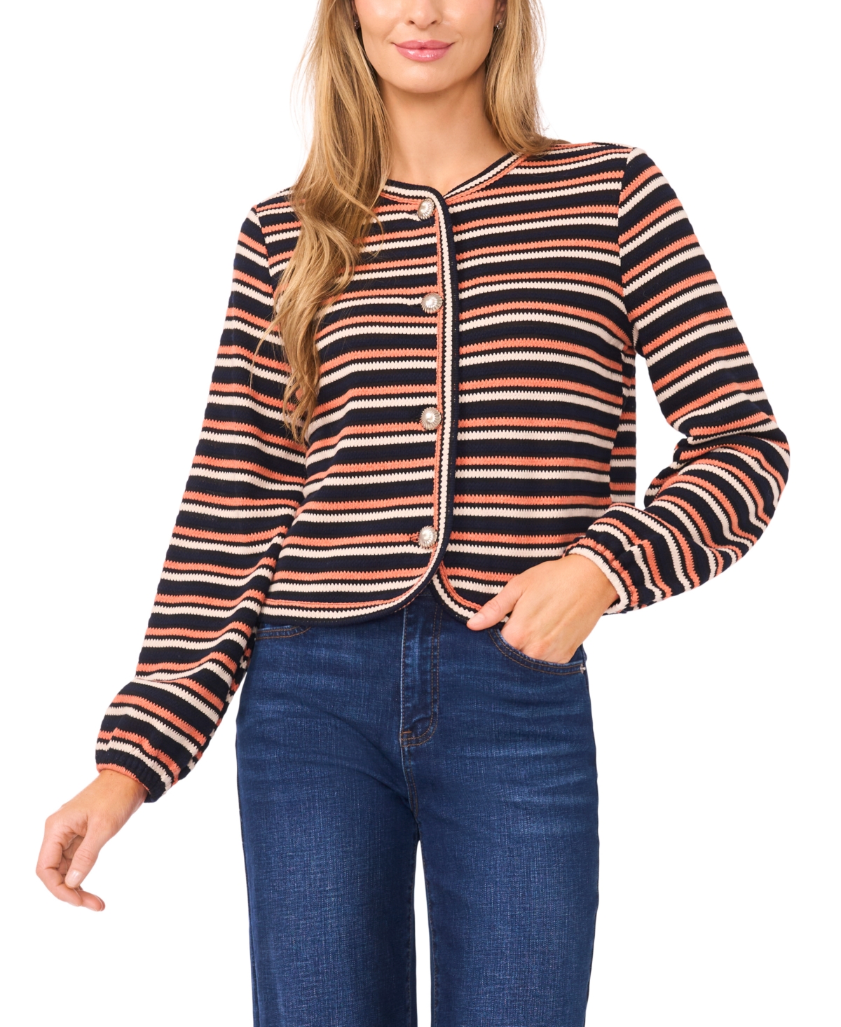 Cece Stripe Knit Cardigan In Multi