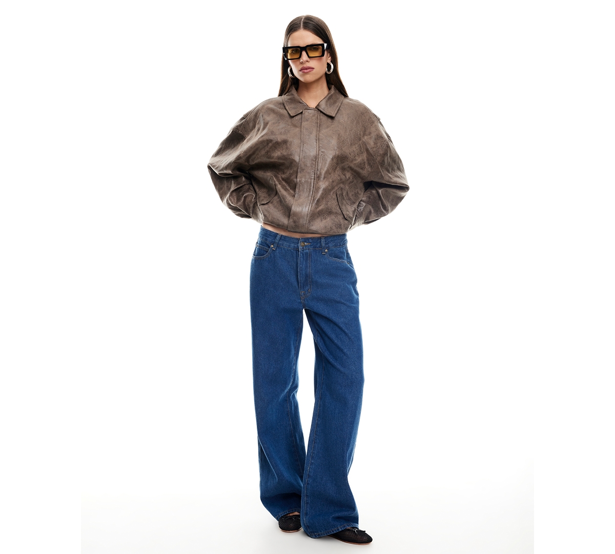 Lioness Women's Kenny Oxford Collared Bomber Jacket In Brown