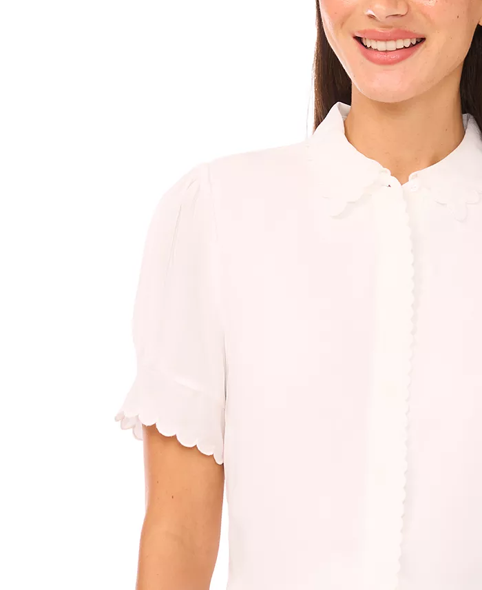 Women's Scallop Button-Down Short-Sleeve Top - thumbnail 8