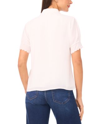 Women's Scallop Button-Down Short-Sleeve Top
