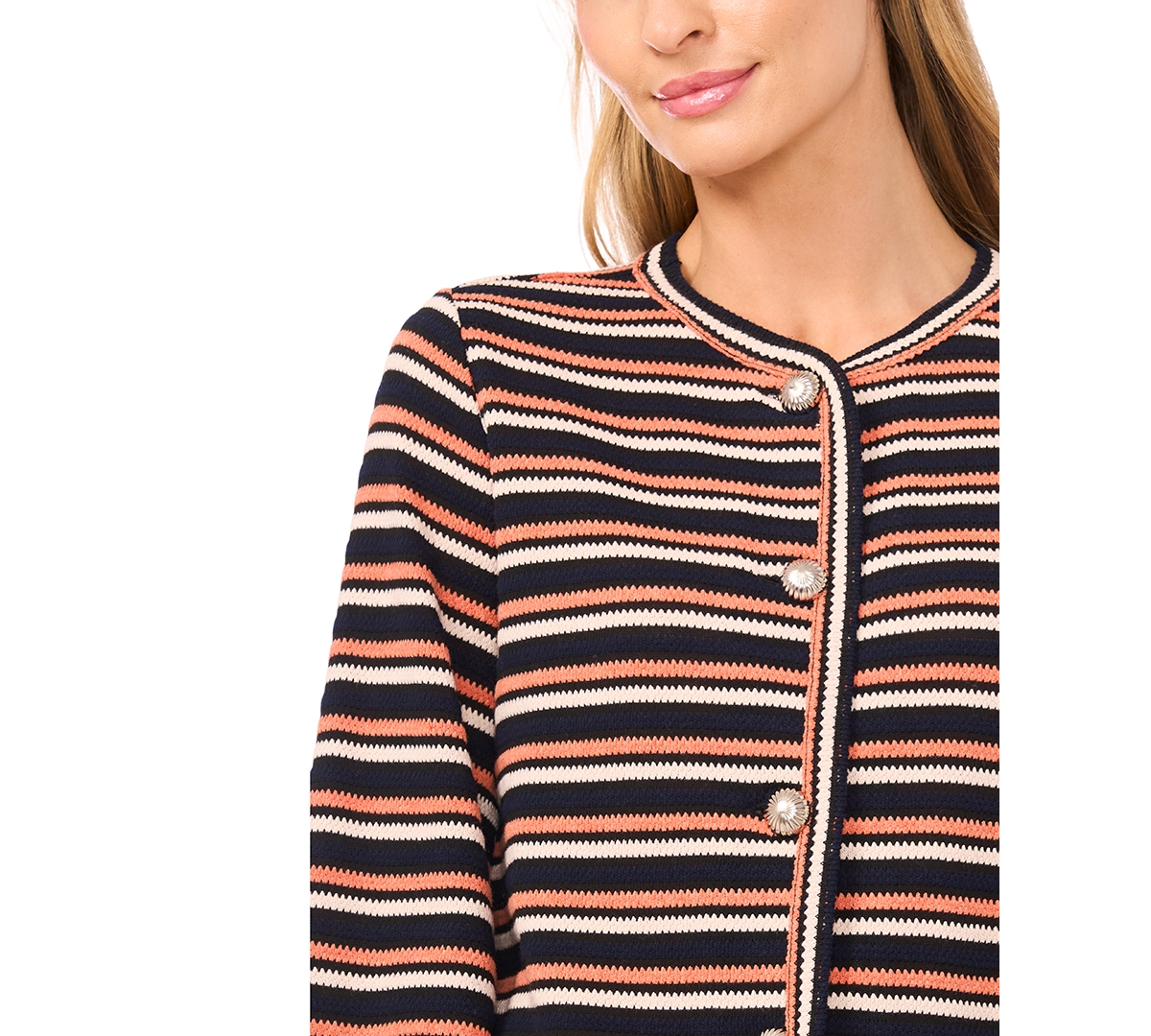 Cece Stripe Knit Cardigan In Multi