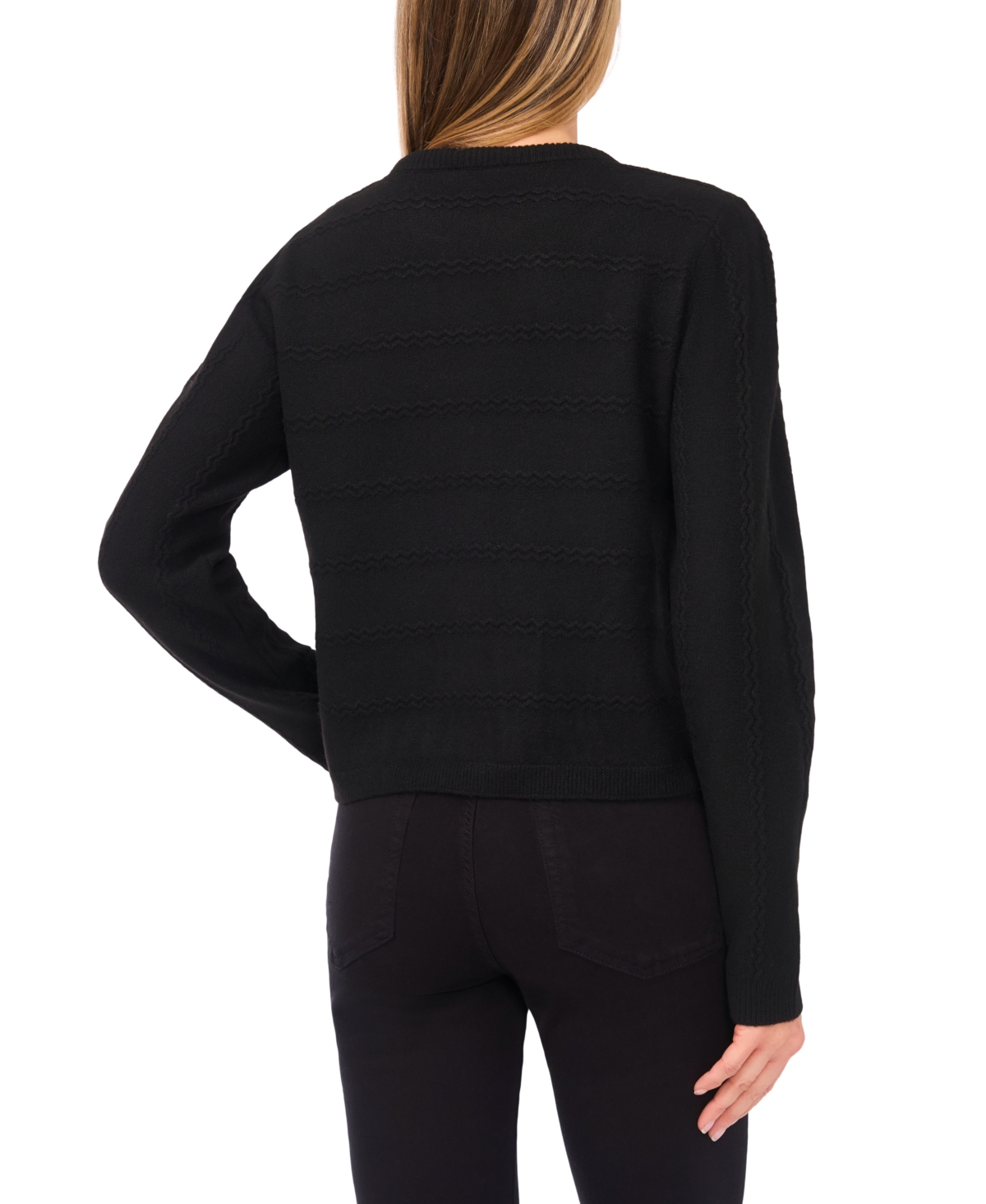 Cece Women's Tie Scarf Long-sleeve Cardigan Sweater In Black