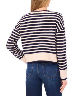 Women's Striped Long-Sleeve Cardigan Sweater