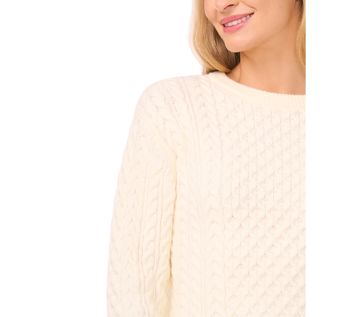 Cece Women's Long-sleeve Cable-knit Sweater In Pink