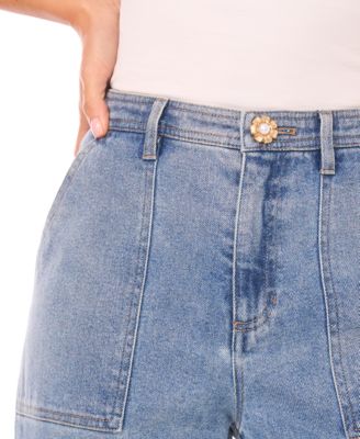Women's Wide Leg Patch Pocket Jeans