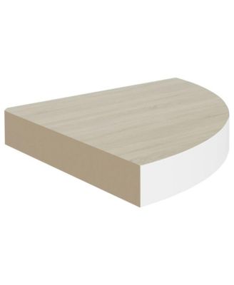Wall Corner Shelf Set of 4 Oak and White Honeycomb MDF, Metal