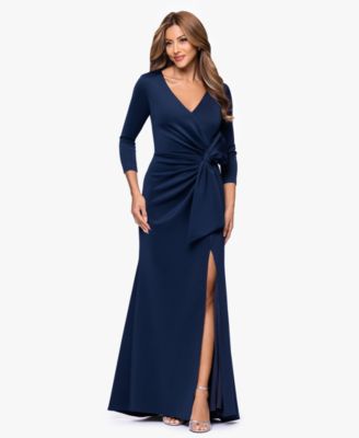 Women's V-Neck Waist Side Bow Long Dress