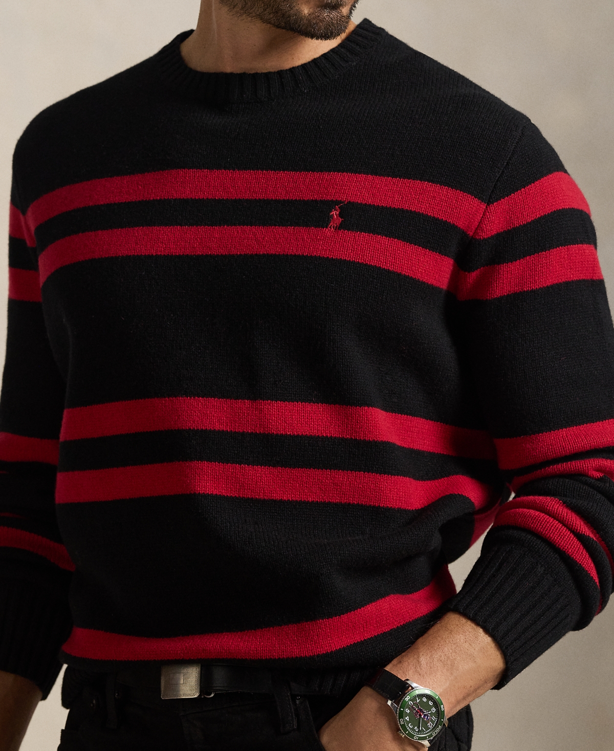 Polo Ralph Lauren Men's Big & Tall Long-Sleeve Striped Sweater
