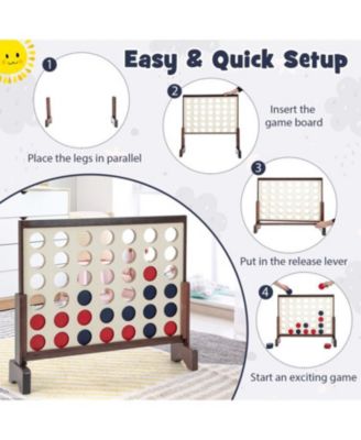 Giant 4-in-a-row Game Set Wooden Jumbo 4-to-Score Game with Carrying Bag