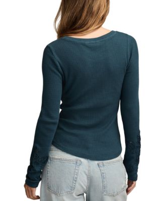 Women's Cutwork Notch Neck Top