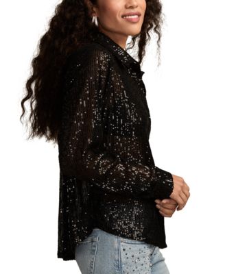 Women's Sequin Button-Down Shirt