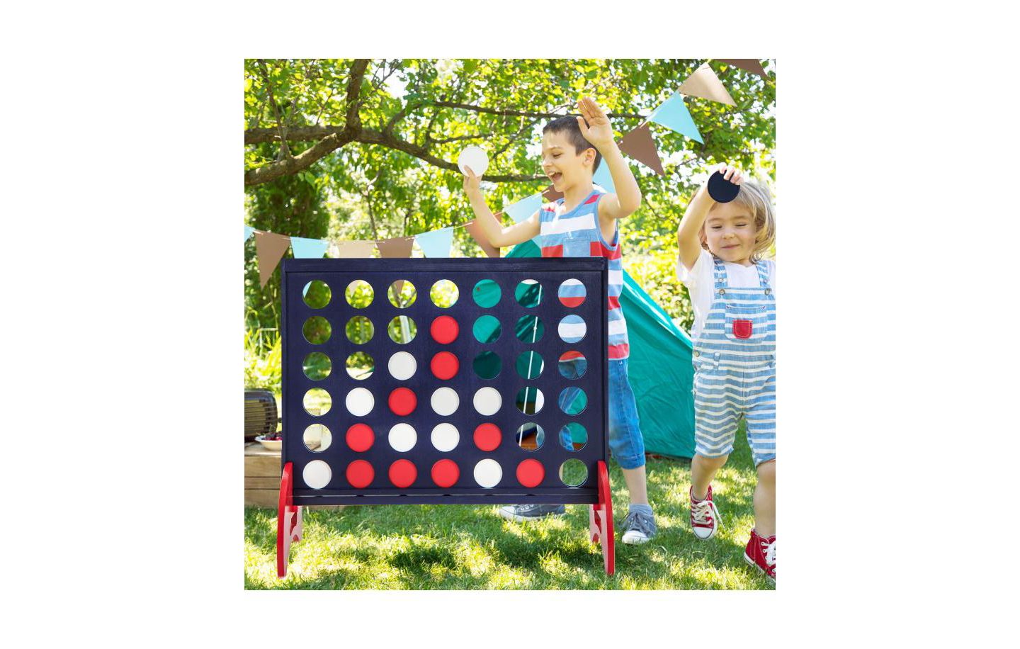 Детские игрушки Boyel Living Giant 4-in-a-row Game Set Wooden Jumbo 4-to-Score Game with Carrying Bag, цвет: Синий — фото 10