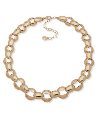 Anne Klein - Gold-Tone Puff Dome Link Collar Necklace
