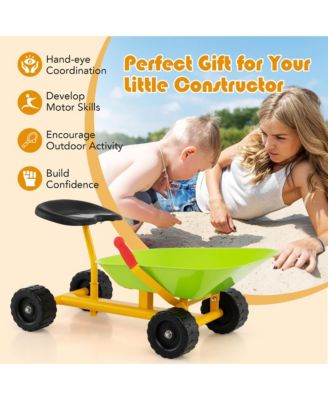 Kids Ride-On Sand Dumper Outdoor Sandbox Toy w/ Controllable Shovel & 4 Wheels