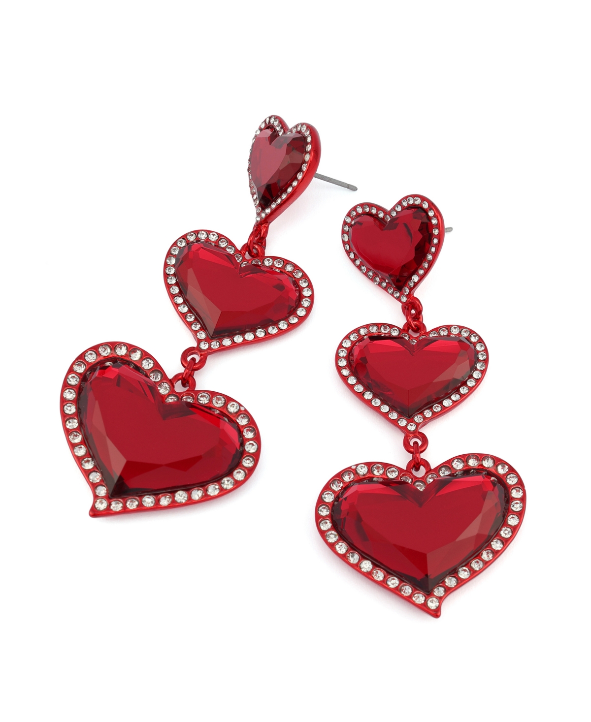 Betsey Johnson Faux Stone Love Spell Heart Linear Earrings