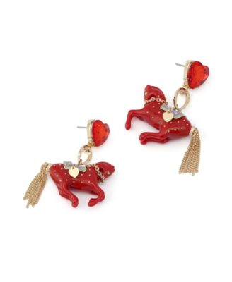 Faux Stone Horse Drop Earrings