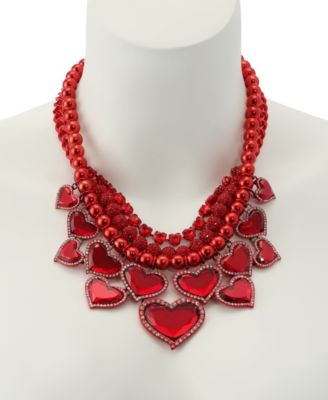 Faux Stone Love Spell Heart Layered Bib Necklace