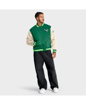 Men's Kelly Green/Cream Philadelphia Eagles Rewind Legacy Full-Snap Bomber Jacket