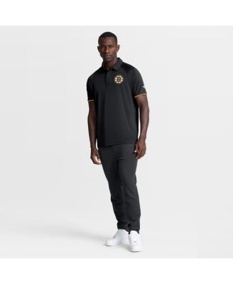 Men's Black Boston Bruins Authentic Pro Rink Raglan Polo Shirt