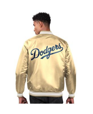Men's Tan Los Angeles Dodgers Locker Room Satin Full-Snap Varsity Jacket
