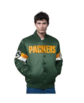 Men's Green Green Bay Packers Triple Option Satin Varsity Full-Snap Jacket