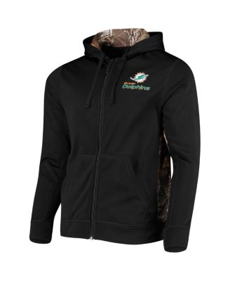 Men's Black, Realtree Camo Miami Dolphins Decoy Tech Fleece Full-Zip Hoodie