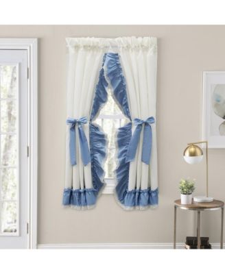 Madelyn Ruffled Victorian Priscillas 1.5" Rod Pocket Curtain Panel 100" x 63" Slate