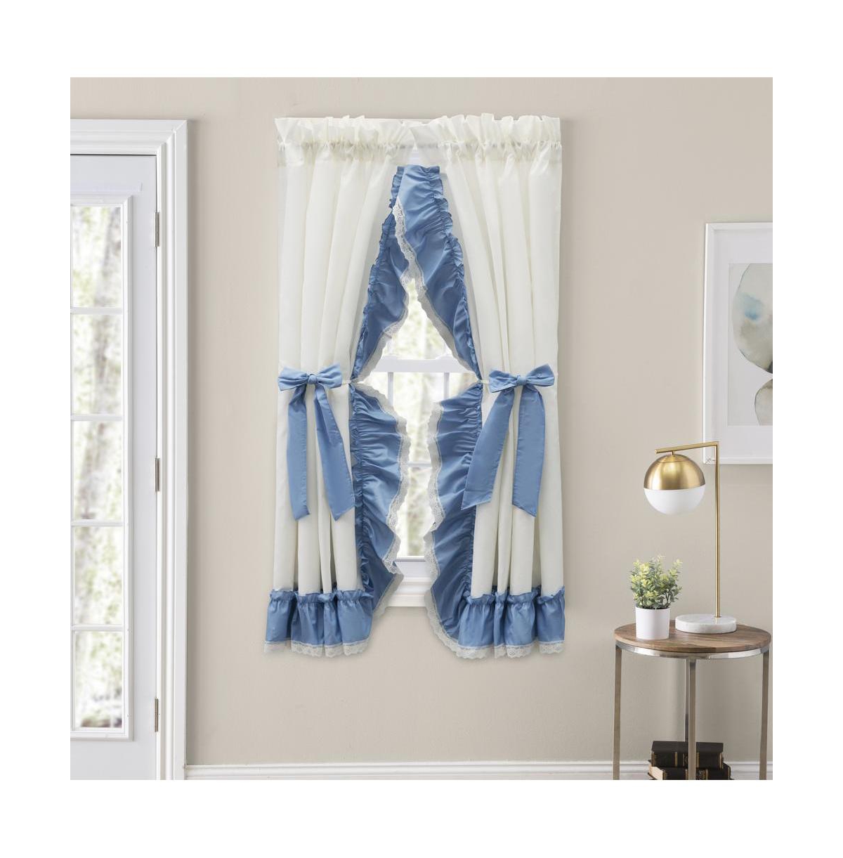 Ellis Curtain Madelyn Ruffled Victorian Priscillas 1.5" Rod Pocket Curtain Panel 100" x 63" Slate