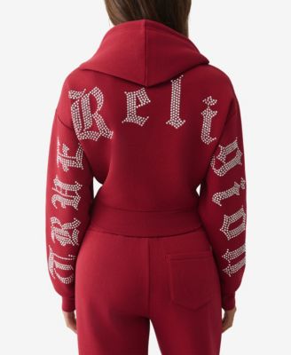 Women's Crystal Cropped Zip Hoodie