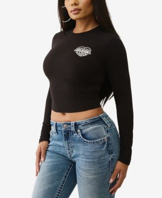 Women's Long Sleeve Glitter Puff Heritage Baby T-Shirt