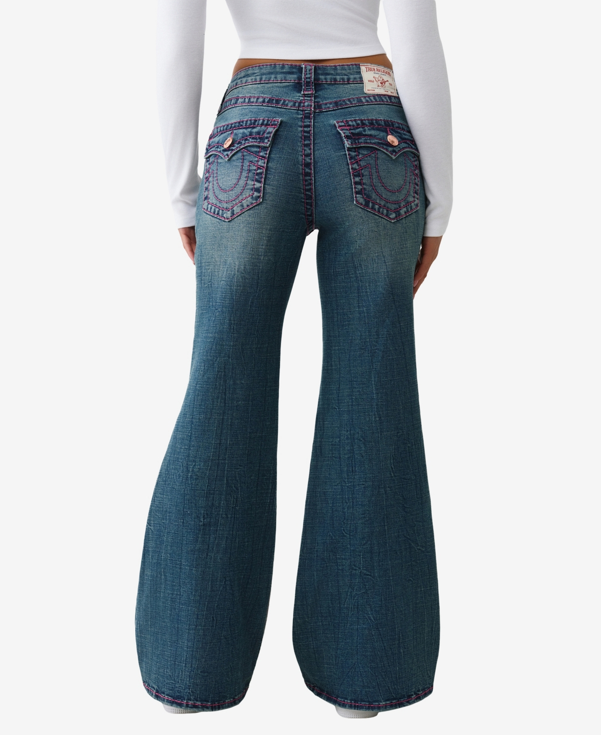True Religion Women's Katrina High Rise Big T Flare Flap Jeans In Blue