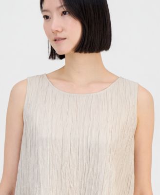 Eileen Fish Women's Silk Textured Ballet-Neck Sleeveless Top