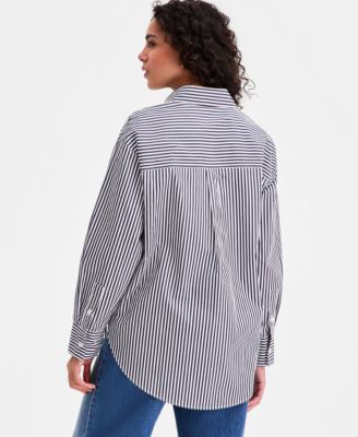 Women's Cotton Poplin Relaxed-Fit Button Down Shirt
