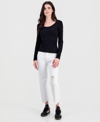 Juniors' Jersey Knit Long-Sleeve Top