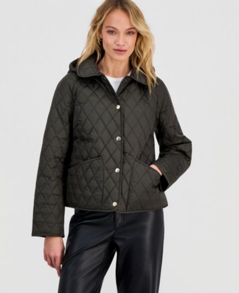 Женские куртки MICHAEL Michael Kors Michael Kors Petite Short Hooded Quilted Coat