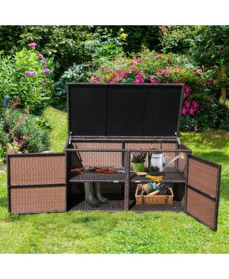 88 Gallon Garden Patio Rattan Storage Container Box