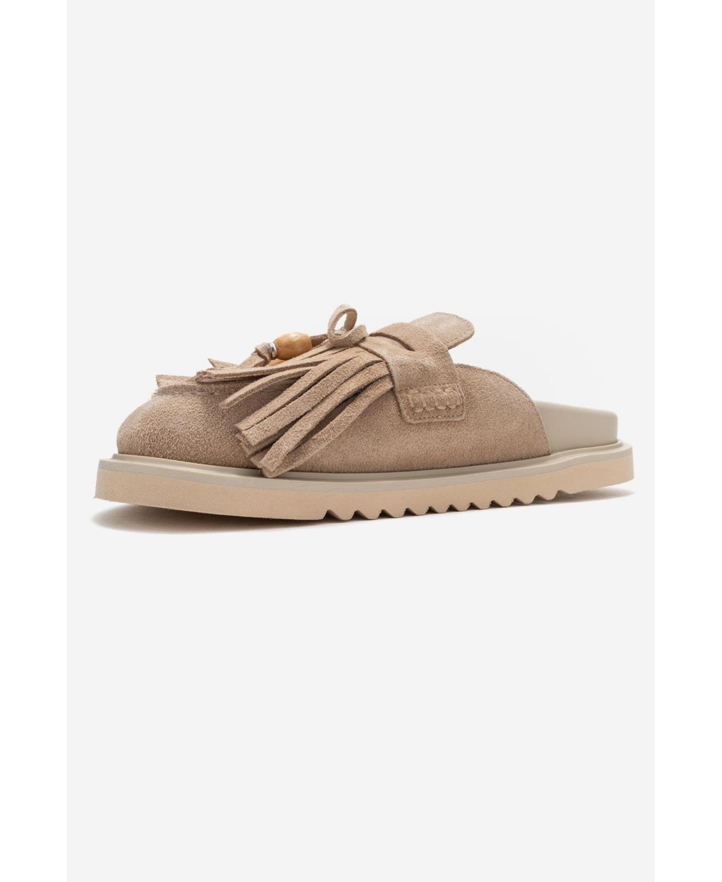 Женские сабо Forever & Always Shoes Carol Tassel Leather Mule, цвет: Бежевый замшевый кожаный — фото 4
