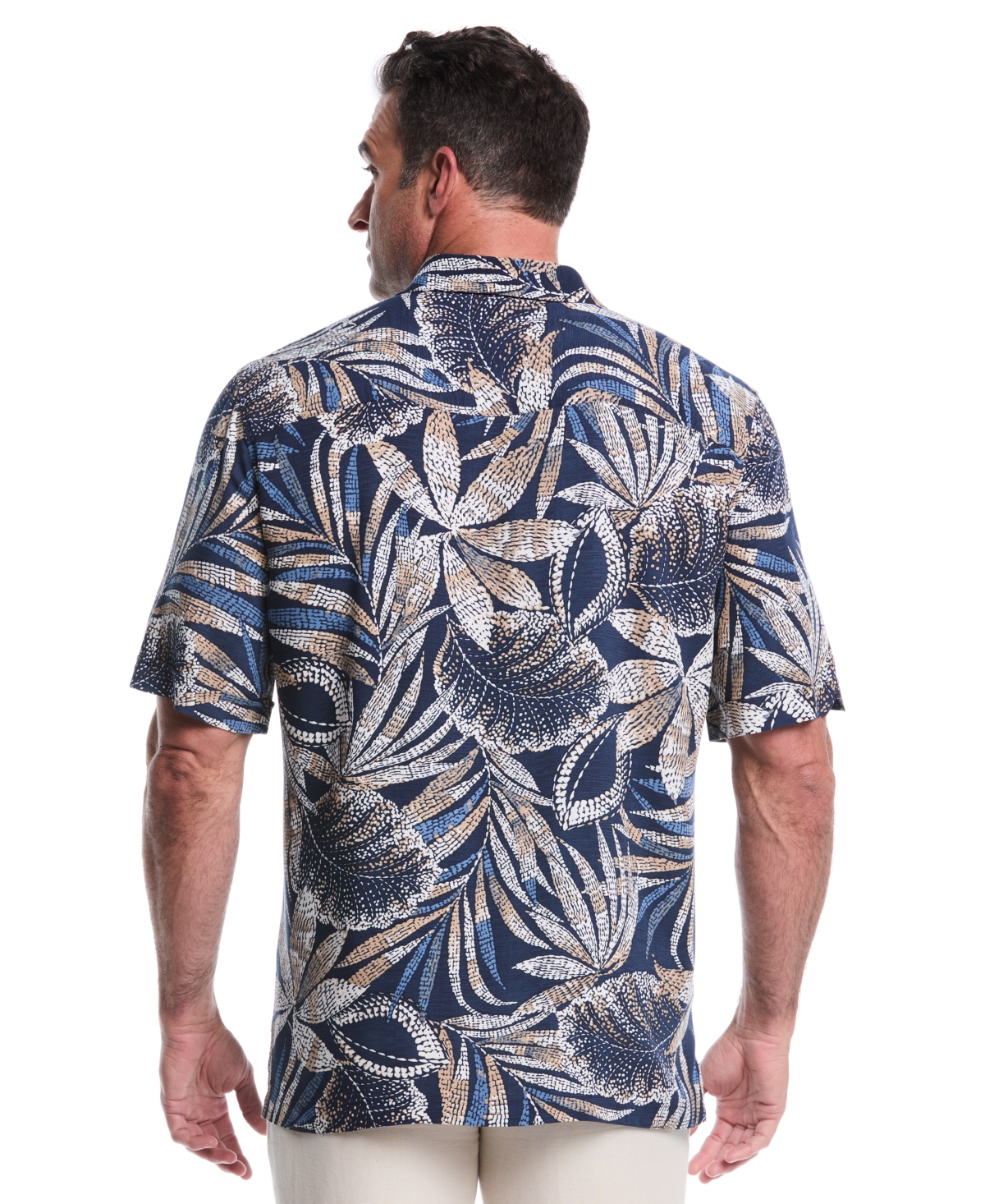 Cubavera Men's Big & Tall Pointillism Tropical Print Button Down Shirt