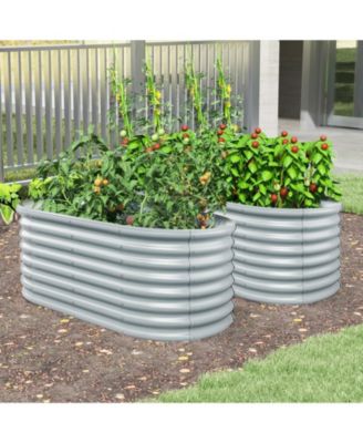 5 x 3 x 2 Ft Metal Oval Raised Garden Bed with Open Bottom Design