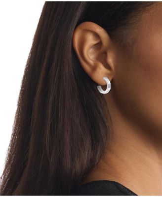 Stainless Steel Block Hoop Earrings