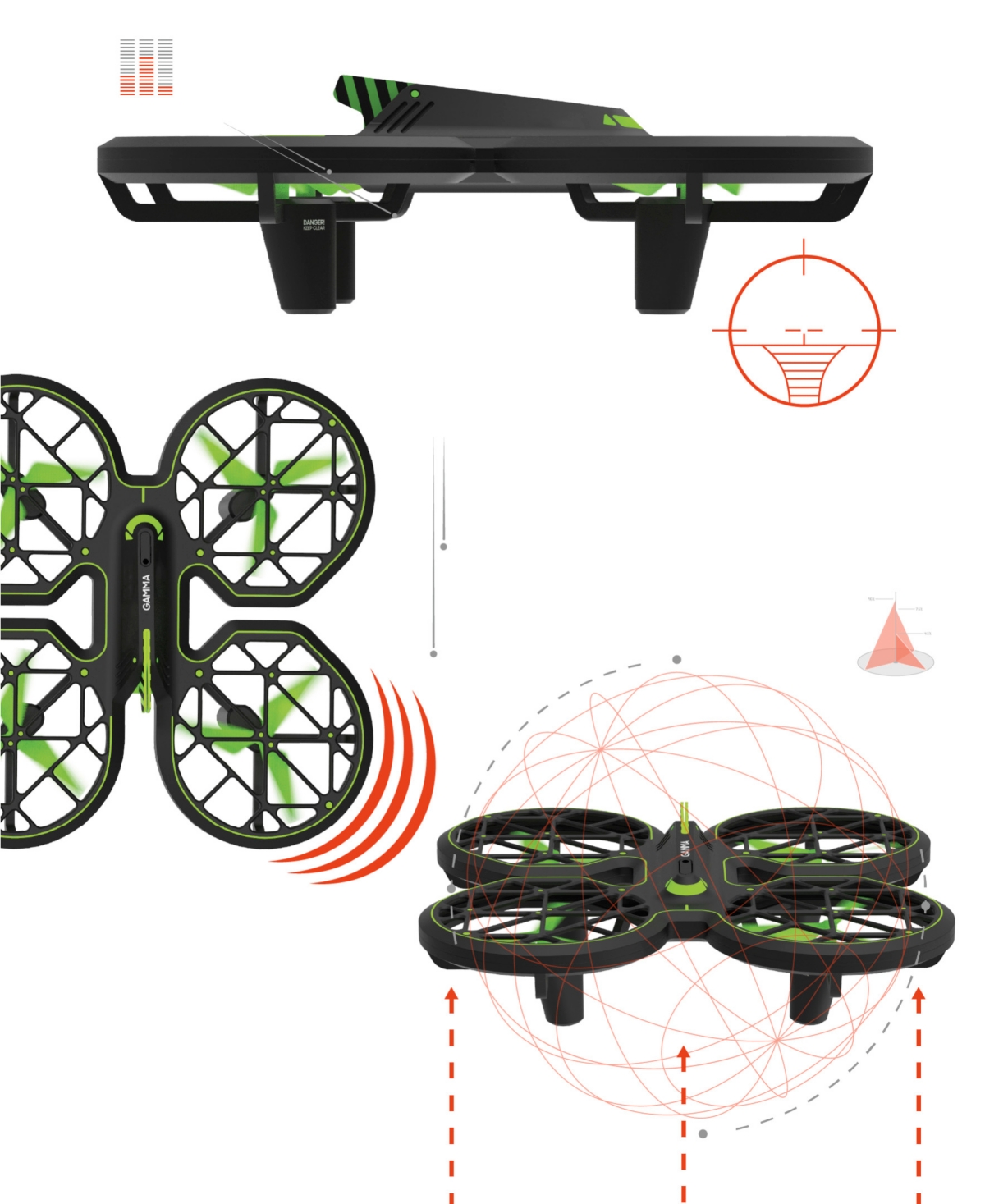Sharper Image Gamma Rc Caged Drone In Black