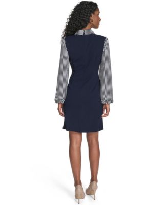 Petite Long-Sleeve Twofer Sheath Dress