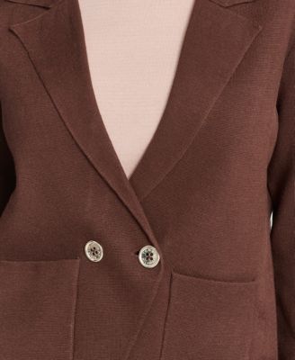 Women's Double Breasted Peak Lapel Sweater Jacket