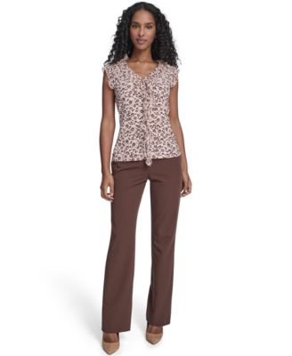 Women's Blossom Floral Mixed Media Ruffle Top