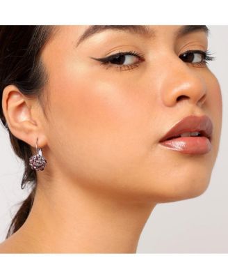 Stone Flower Hoop Earrings