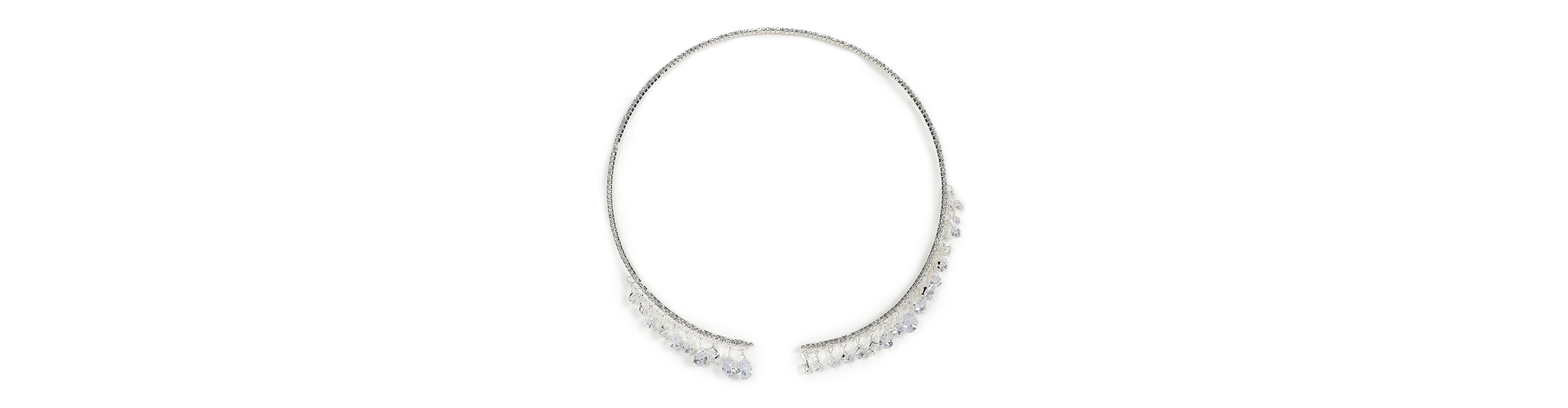 Sohi Silver Crystal Torque Necklace