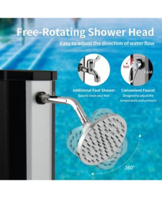 7.2 Feet 9.3 Gallon Solar Heated Shower with Adjustable Head and Foot Tap